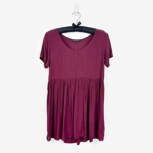 Brandy Melville Nicolette Babydoll Mini Dress OS Burgundy Flowy Girlcore Summer‎